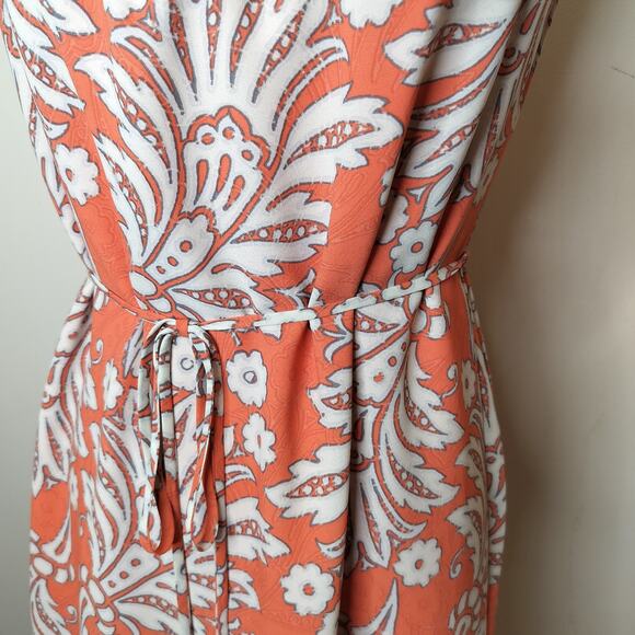 LOFT Floral Dress Tie Waist Lace Hem Sleeveless - Picture 5 of 10